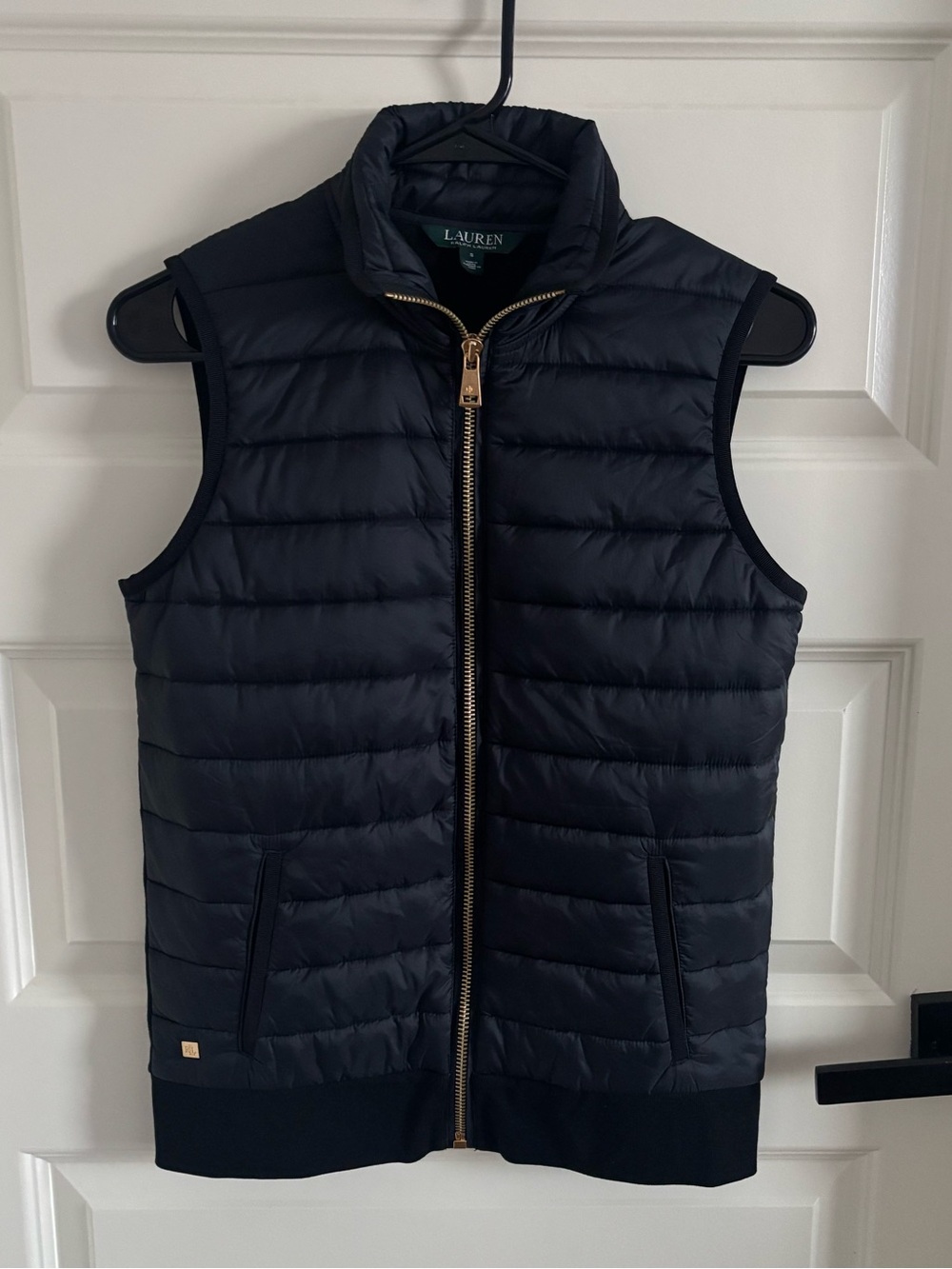 Ralph Lauren Navy Quilted Puffer Vest with Gold Zipper